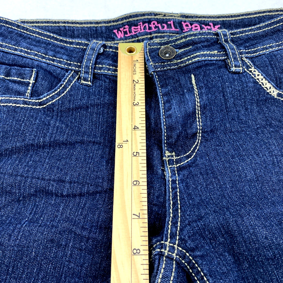 Wishful Park Jean‎ Shorts Junior 7 Dark Wash Roll Up Stretch Jorts Pockets - Picture 7 of 8